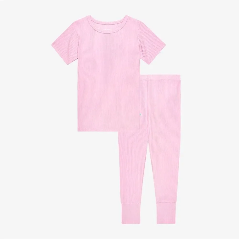 POSH PEANUT PINK RIBBED CLASSIC PJ SET 12/18M